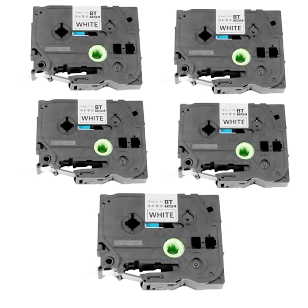 5 st Tze-221 9mm Svart på Vit Tze221 Tz221 Tze 221 Tejp för Brother P-touch Etikettmaskinsskrivare L