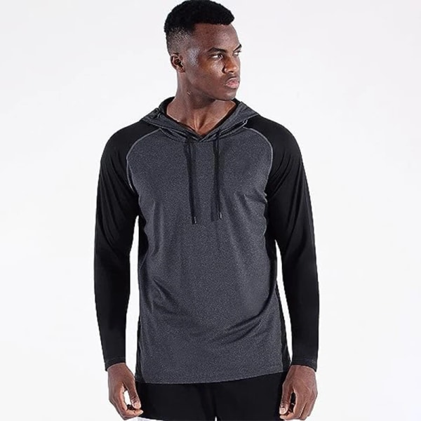 Bodybuilding Muskel Hoodie Mænd Sportswear Træningsjakke Fitness Træning Pullover Atletisk Tracksuirt Løb Hoodie Mænd Black Gray XL(65-75kg)