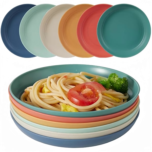 6 st 7,8 tum Lätta Tallrikar, Oslåbara Djupa Tallrikar, Diskmaskin & Mikrovågsugnssäkra, Pastatallrik, Frukt Desserttallrik, BPA-fri, För Hemmet 6pcs