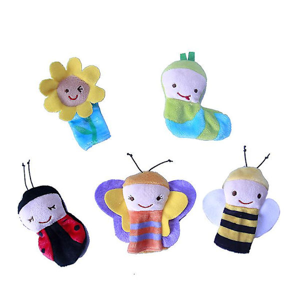 8cm Plush Fingerdocka för Spädbarn Nytt Spel Insekt Litet Djur Handdocka Set Tidig Utbildning Docka (Pris för ett Set (inklusive 5))