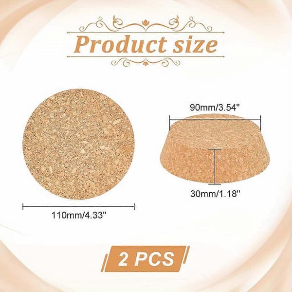 2 stk. Korkpropflaskepropper Vintilbehør Hvede 110x30mm Bunddiameter: 90mm 2pcs