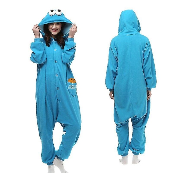 Vuxna Pyjamas i ett stycke, Animal Kigurumi Onesie För män Kvinnor Helkroppspyjamas Tecknad Blå Pyjamas Cosplay kostym S