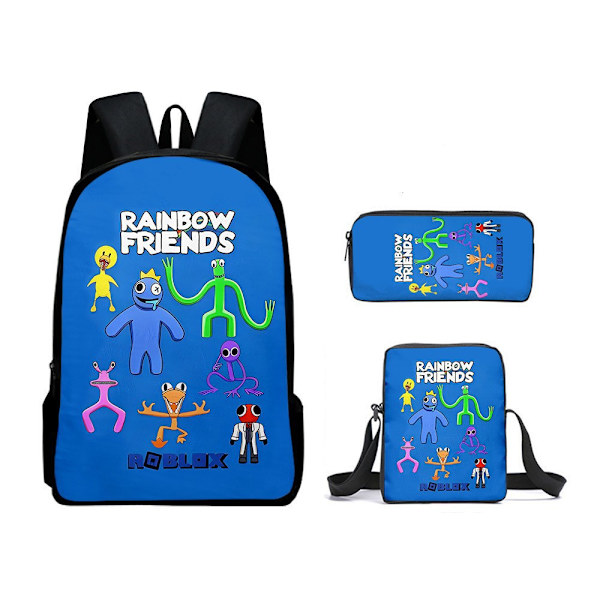 Rainbow Friends -reppu, koululaukku, kynäkotelo ja lounaskassi, kolmiosainen setti