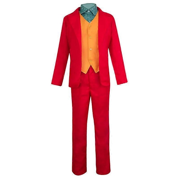 Klovn Joker Kostyme Rød Dressjakke Bukser Skjorte Antrekk Halloween Kostymer for Barn Menn Karneval Maskerade Fest Joker Cosplay Adults XXL Suit