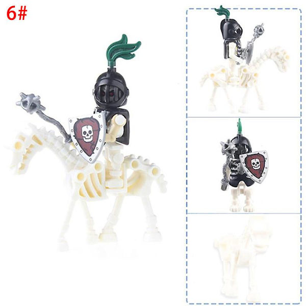 Halloween Skeletridderfigurer Byggeklodser Soldat Hest Samle Legetøj 6#