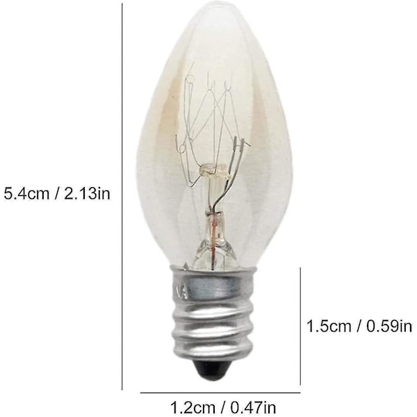 6 stk. Lyspære E12 Glødepære 220v 10w C7 Spids Boble E12 Lille Skrue Saltlampe, Natlys Med Lyspære Til Saltlampe, Glødende Tu