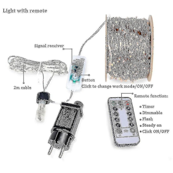 30m 50m 100m LED-valosarjat Koristelu Makuuhuoneen Sisustus Uusivuosi Garl Copper Multi color 30M No controller