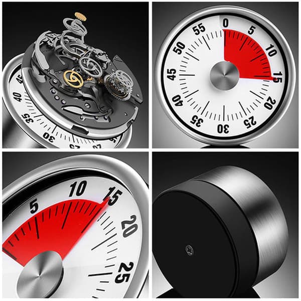 Magnetisk mekanisk køkkentimer Praktisk manuel urtimer til køkken Black