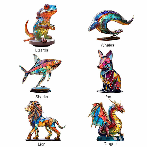 Metal Dyredekoration Havefigur Vilddyr Have Farverig Kunst Skrivebords Skulptur Lizards