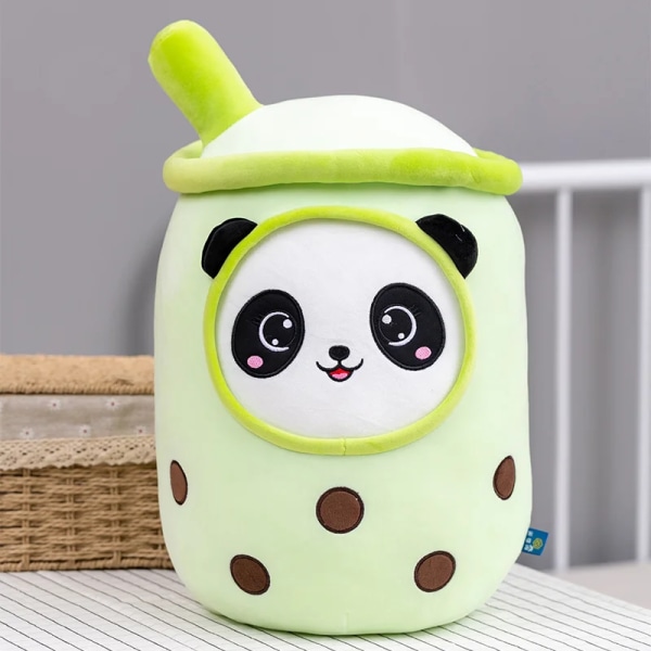 Plysj Boba Te Kopp Leke Panda Boble Te Pude Søt Fruktdrikk Plysj Fylt Myk Eple Jordbær Melkete Barn Gave panda green 24cm