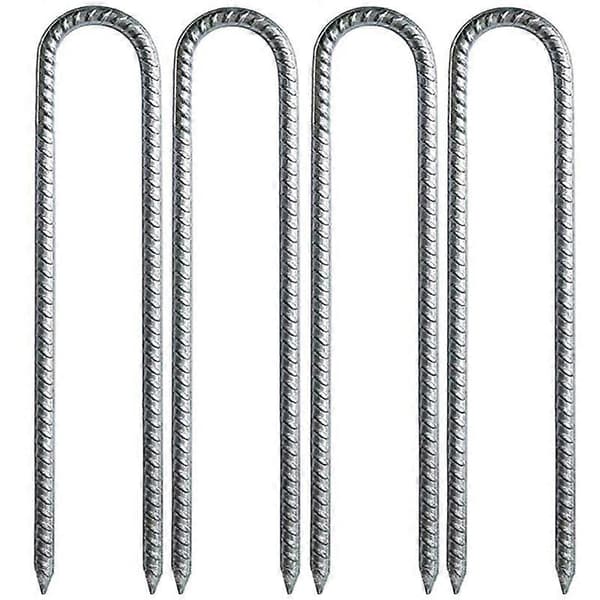 Bakkeplugger, 6-pakning 12-tommers U-formede trampolineplugger, kraftige bakkeplugger for camping [DB]