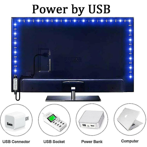 1m/2m/3m/4m/5m 2 i 1 LED-remsor 5050 RGB Färgväxlande Skåp TV USB Bluetooth FestdekorationerBY 2M 60LED