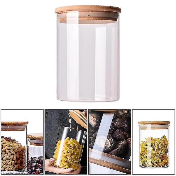 10 st bambu trälock glasburk lufttät behållare kök förvaringsflaskor burkar matbehållare te C As Shown