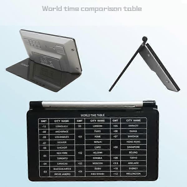 Foldbar Reise Elektronisk Klokka Black