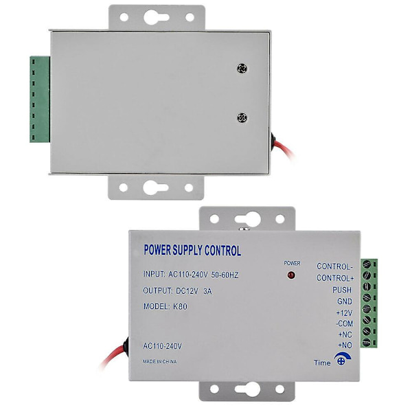 K80 Dörråtkomst System Elektrisk Strömförsörjning Kontroll Dc 12v 3a Miniatyr Ström/elektriskt Lås Ström/ white