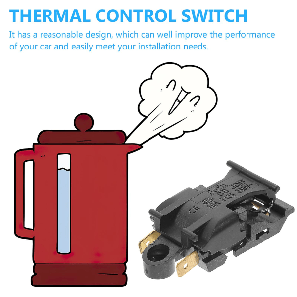 12 stk Termostatbryter 16A 250V Vannkoker Temperaturkontrollbryter 4.5X2.1cm