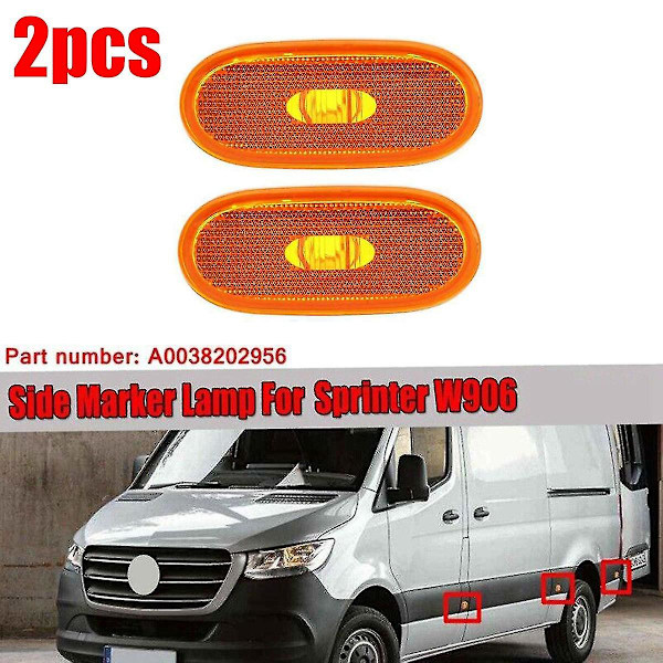 2x Sidomarkörlampor för - Sprinter W906 2006-2018 A0038202956 Sidoblinkers Yellow