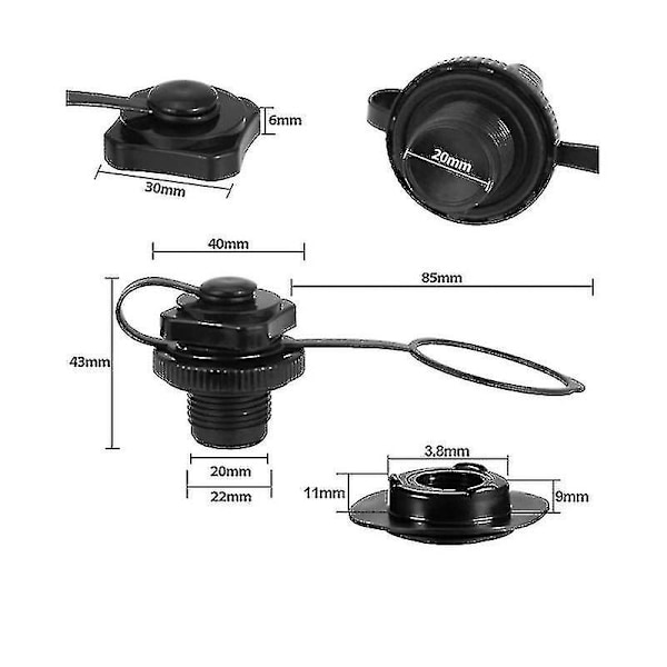 Lay-z-spa Bestway Air Cap Skruvventil Vegas Premium Miami 2pcs-Black