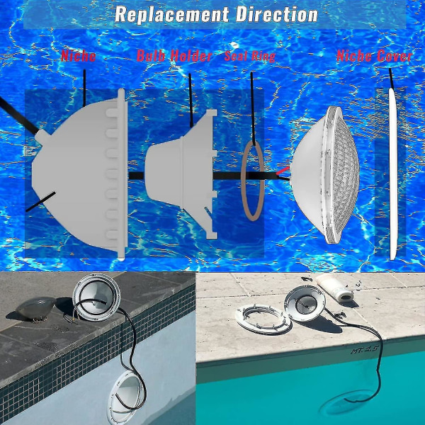 Swimmingpool LED Par56, 18W Pool Floodlight LED Pool Lamper Ren Blå Vandtæt Lys, 600lm, Stråle Vinkel 120, IP68 Tætning, 12V AC/DC