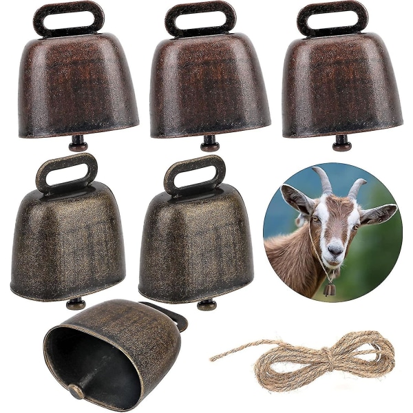 6 Piece Cow Bell, Sheep Cow Bells Pasture Bells, Copper Bells Cattle Bronze Bell, For Anti-theft Goat Animal Farm Accessories