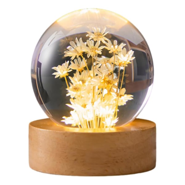 2024 Ny Blomst Krystallkule Lampe, Løvetann i Glass, Gaver til Kvinner, Mamma, Barn Yellow Daisy