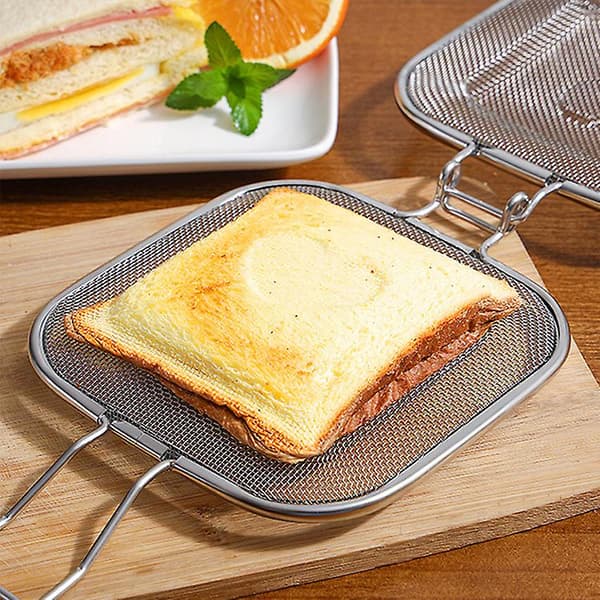 Toastmaskine i rustfrit stål med brødgrillnet