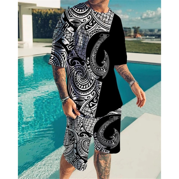 Sommer Træningsdragt T-shirt Shorts 2-delt Dyre Tiger Trykt Outfits Sportsdragt Oversized Casual Streetwear Mænd Sæt Tøj TS1127 4XL