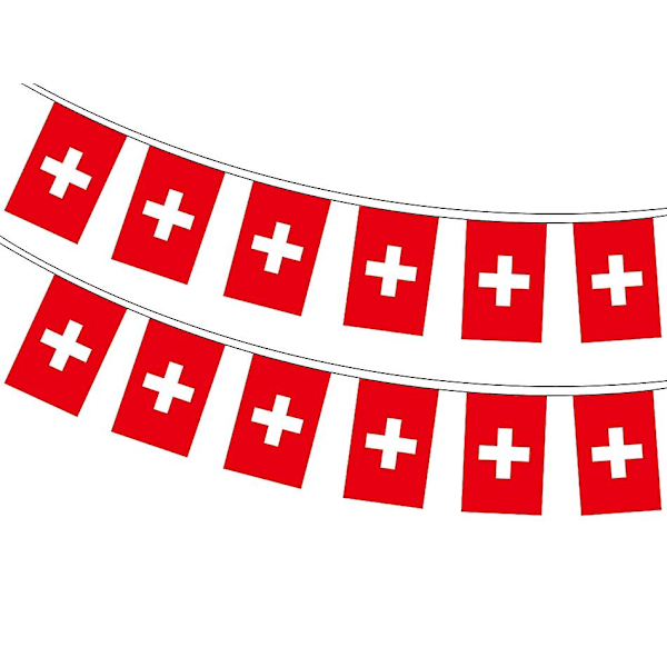 20 stk./sæt Schweiz Bunting Flag Pennant String Banner Schweizisk Flag Bunting Festival Party Holiday (FMY)