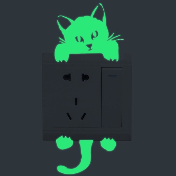 Lysende Kontaktstikker Mærkat Gløder I Mørket Dekorativt Mærkat Børneværelse Tegneserie Kat Hund Fe Stjerne Pvc Vægmærkat Hjem Dekoration Cute cat