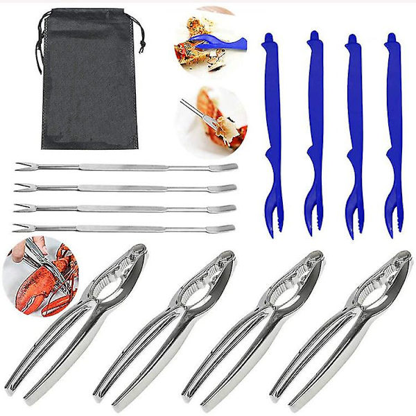 Krabbeplukker Hummer Kreps Reker Reke Knekker Arbeidsbesparende Restaurant Rekvisita Blå 13pcs