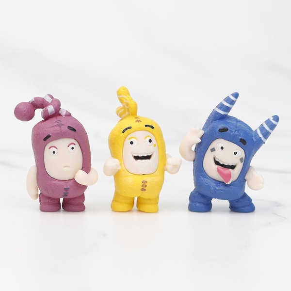 7 stk Oddbods Figurer Tegneserieleker Dukker Myke Søte Pogo Nye Bobler Jeff Leke Slick 4cm