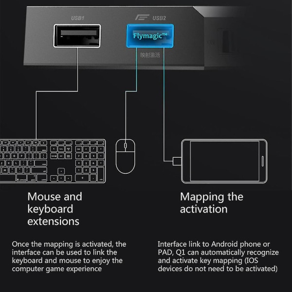 Flydigi Q1 Mobilspil Tastatur Mus Konverter Via USB-interface Og Trådløs Bluetooth-kompatibel Forbindelse Til Både A-ndroid Og I-os  [DmS]