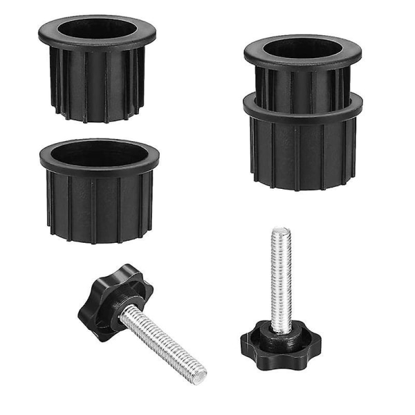 2 sett utendørs parasollbase stativ erstatningsdeler parasollbasebrakett hullring plugg deksel BY Black