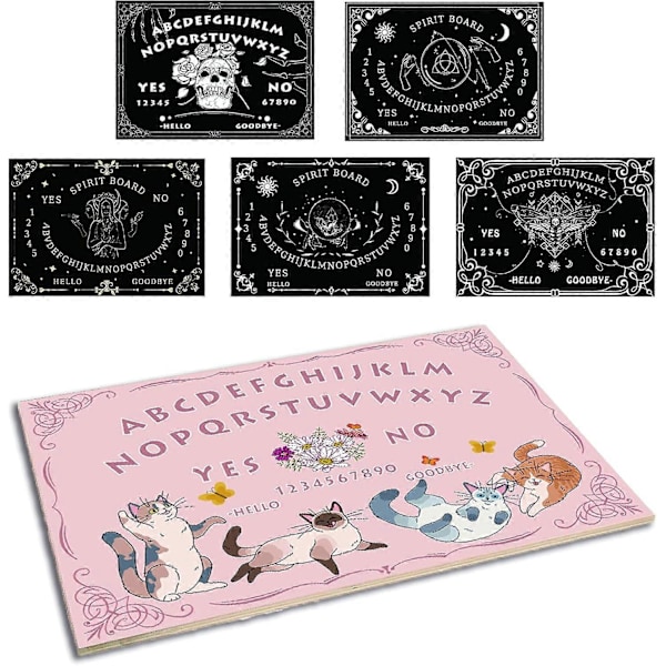 Kitty Wood Spirit Board Katt Pendulbrettet Tre Talking Ouija Boards med Planchette Dowsing Divinasjonssett Spill Ånd Jeger Metafysisk Melding De