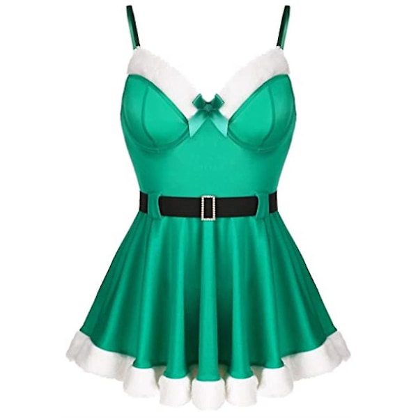 Kvinder Jul Fancy Dress Voksne Sexet Kostume Fru Julemand Cosplay Fest Xmas Mini Kjoler Green M