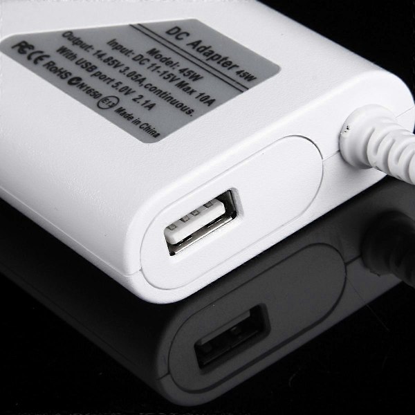 45W 14.85V 3.0 5-polig T-formad MagSafe 2 Bil Laddare med 1 USB-port för Apple Macbook A1466 / A1436 / A1465 / A1435 / MD224 / MD231 / MD761 / MD711, Le