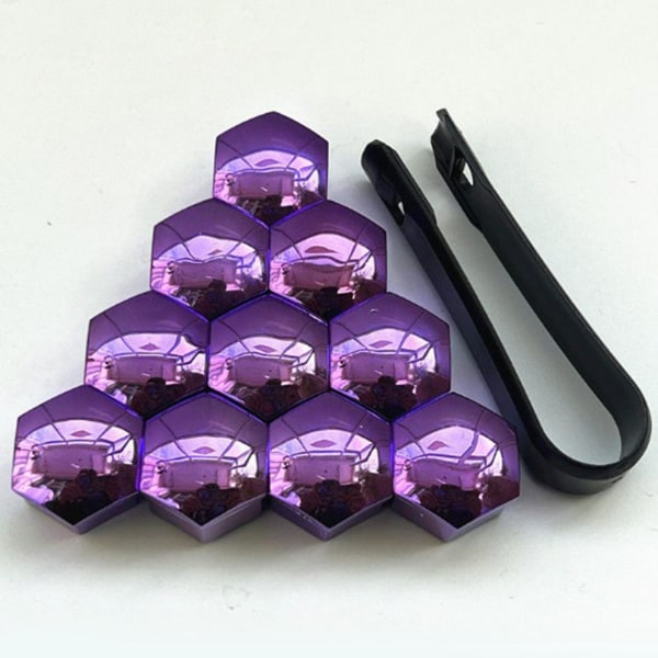 20 stk Dekk Mutter Deksel Dekkfelg Deksel Dekk Mutter Deksel Sølv 17mm Purple 19mm Optional