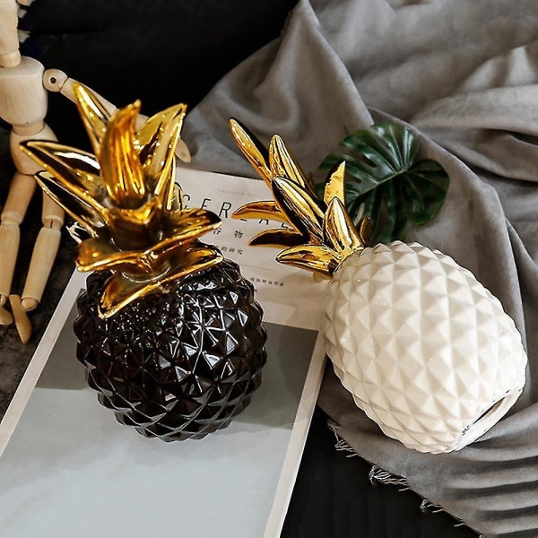 Nordisk Gyllene Ananas Lyxig Prydnad Hemmakontor Skrivbords Kreativ DekorationBY Black