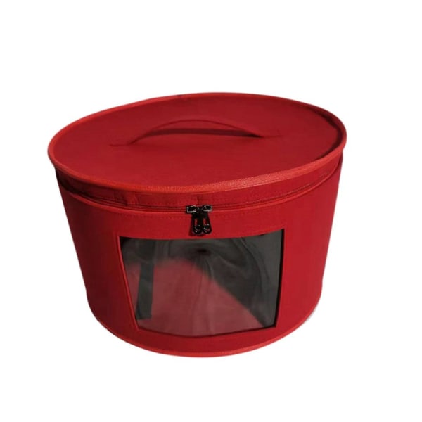 Hat Box Organizer Rund Rejse Hat Bokse Sammenfoldelig Hat Opbevaringspose Med Støvsikkert Låg Hat Opbevaring BoBY Red