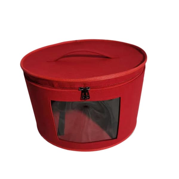 Hat Box Organizer Rund Rejsehattebokse Foldbar Hat Opbevaringspose Med Støvsikkert Låg Hat Opbevaring BoBY Red