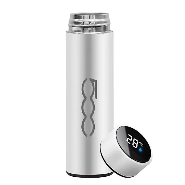 500 ml intelligent isoleringsmugg för FIAT 500 intelligent temperaturdisplay isolerande vattenmugg vakuumflaska kaffekopp vattenkokare For white
