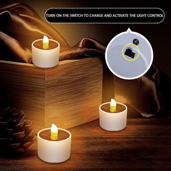 Solcells-telampor, solcells-LED-telampor, 1/2/4/6/8/10-pack solcells-ljus utomhus vattentät, Ip42 vattentät, flamlös LED-telampa för utomhusbruk 10pcs