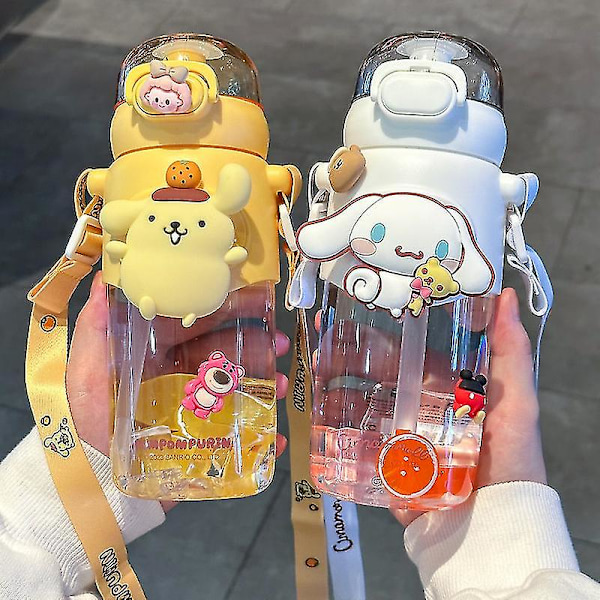 600 ml Sanrio-aiheinen Anime Olki Kupi Kawaii Kuromi Cinnamoroll Melody Lasten Vedenpullo Urheilu Tee Kahvi Kupi Keittiövälineet Tyttöjen Lahjat