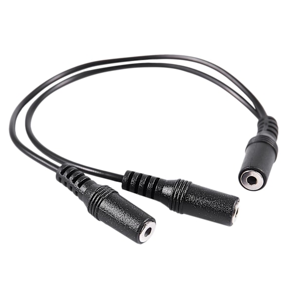 28 cm 3,5 mm naar dubbele jack-aansluiting vrouwelijke Y-splitter stereo audiokabel zwart