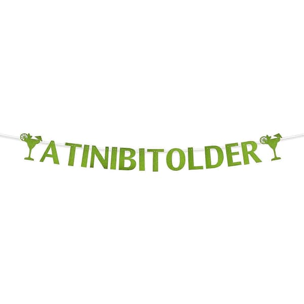 Et Tini Bit Older Banner, ferdigmontert glitter grønn Martini bursdagsfest