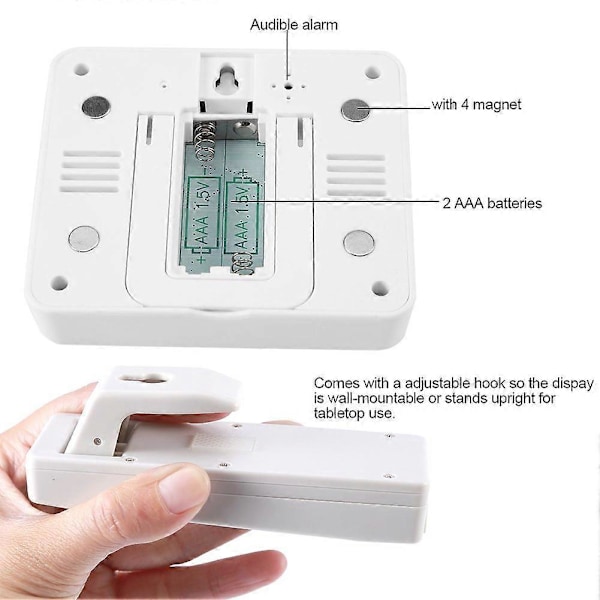 ZK- Kylskåpsfrystermometer Digitalt Alarm Hörbart Alarm med Trådlös Sensor Min/Max Display