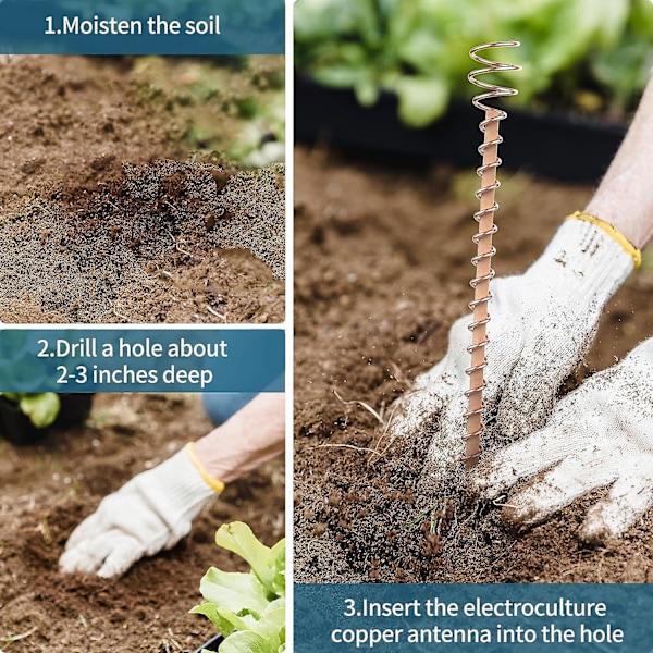 6 stk Plante Støttepinner, 30cm Elektro-kultur Plante Støttepinner Hage Kobber Spole Antenner For Vekst Innendørs & Hageplanter 18pcs