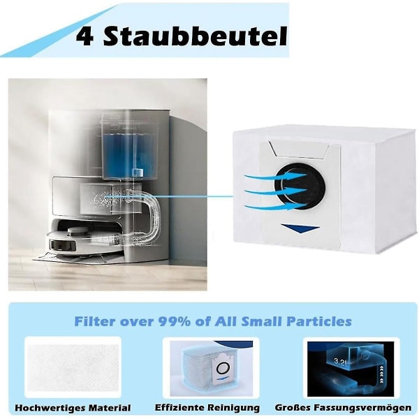 Deebot T20 OMNI, T20e OMNI -robotti-imurin pääsivusirkkeli, HEPA-suodattimet, pölypussit ja moppi As Shown