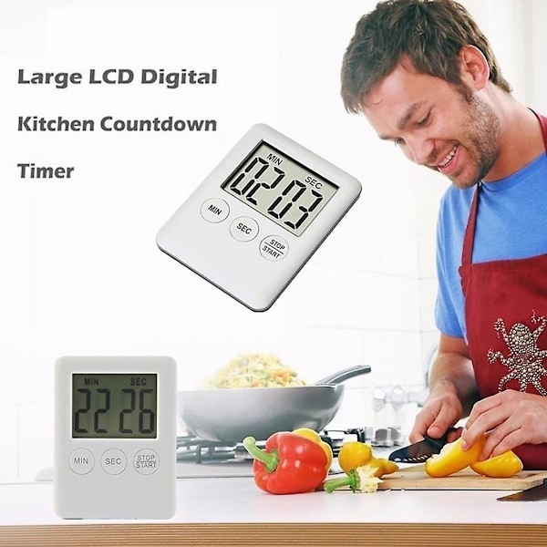 Magnetisk kvadratisk LCD digital timer kök matlagning nedräkning larmklocka verktyg Black