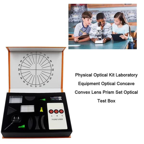 Fysiskt optiskt kit, laboratorieutrustning, optisk konkav konvex lins, prismaset, optisk testlåda